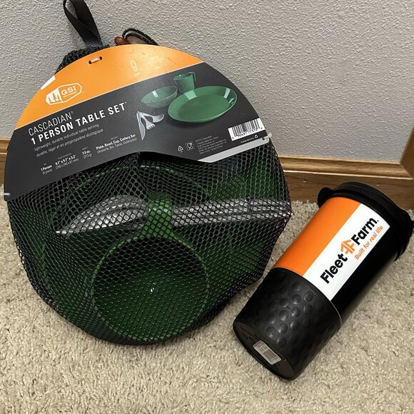 1-Person Table Set and Fleet Farm Travel Mug - Picture 1 of 4